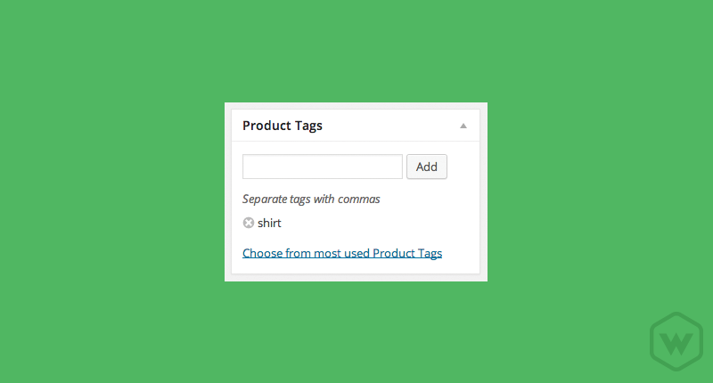 A product tag section is extremely similar to the basic WordPress tagging option only this applies to only products within your eCommerce market