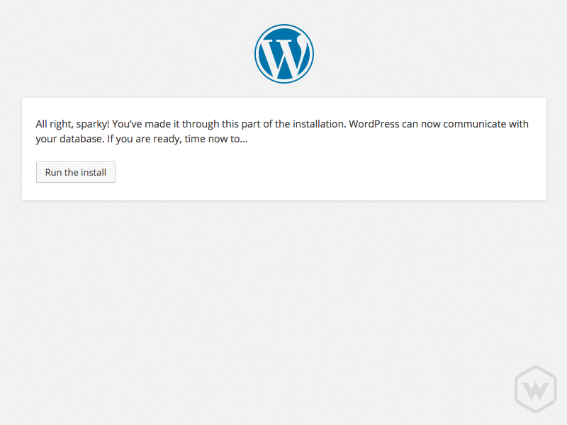 succesfull 5-minute install of wordpress