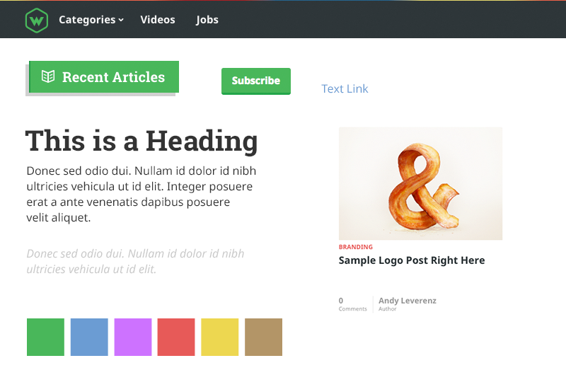 Screenshot of web-crunch style guide design